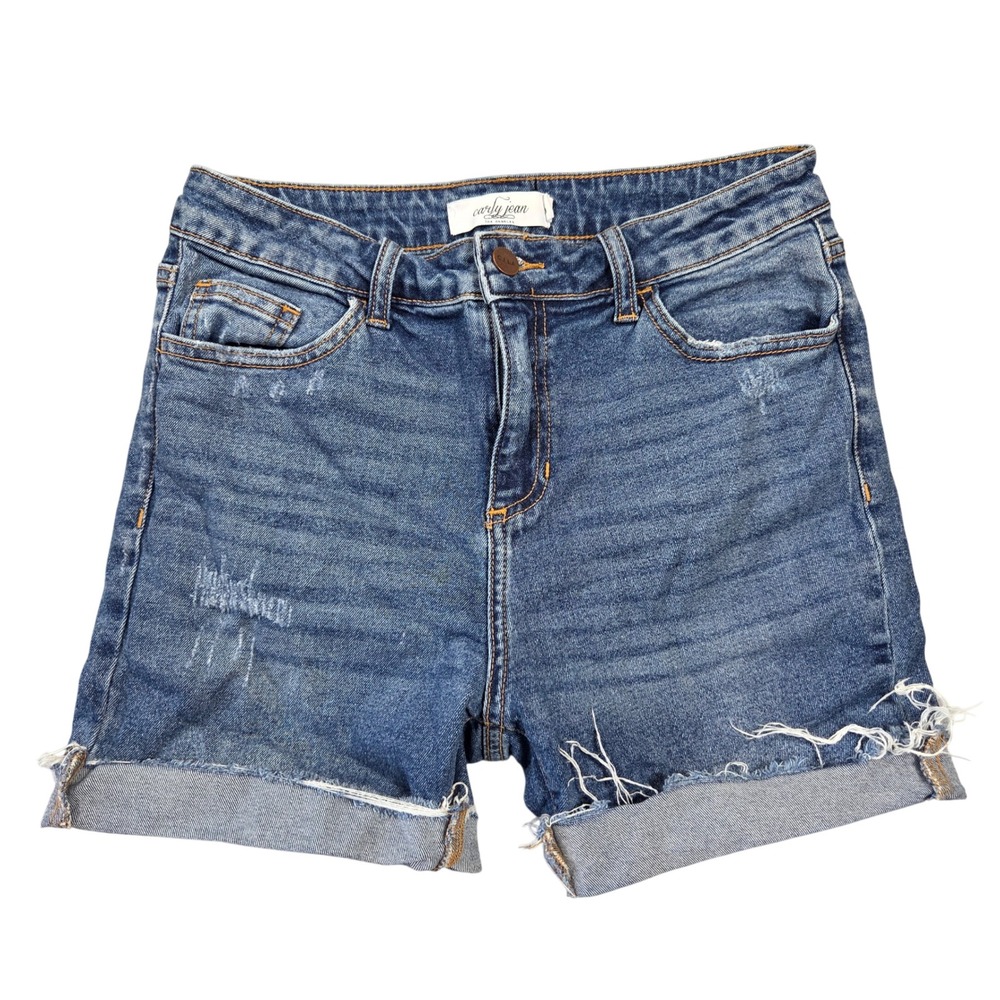 Carly Jean Los Angeles CJLA Womens High Rise Distressed Denim Shorts Blue Size 5